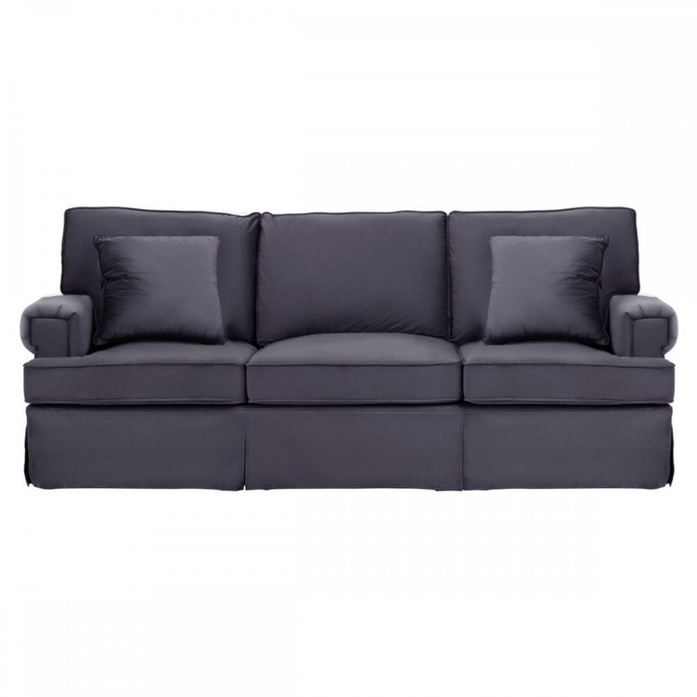 Ralph Three Seat Black Velvet Sofa