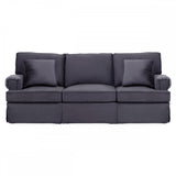 Ralph Three Seat Black Velvet Sofa
