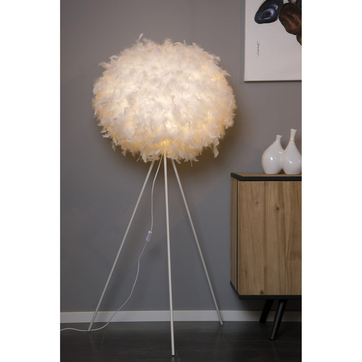 Lucide GOOSY SOFT Floor Lamp - Ø 50 cm - E27 Socket - White Elegance