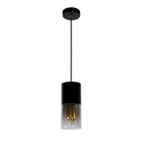 Lucide ZINO - Modern Pendant Lamp - Smoke Grey Glass Cylinder - Adjustable Height E27
