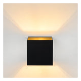 Lucide DEVI - Modern Square Black Wall Light with Matt Gold Interior - 1xG9