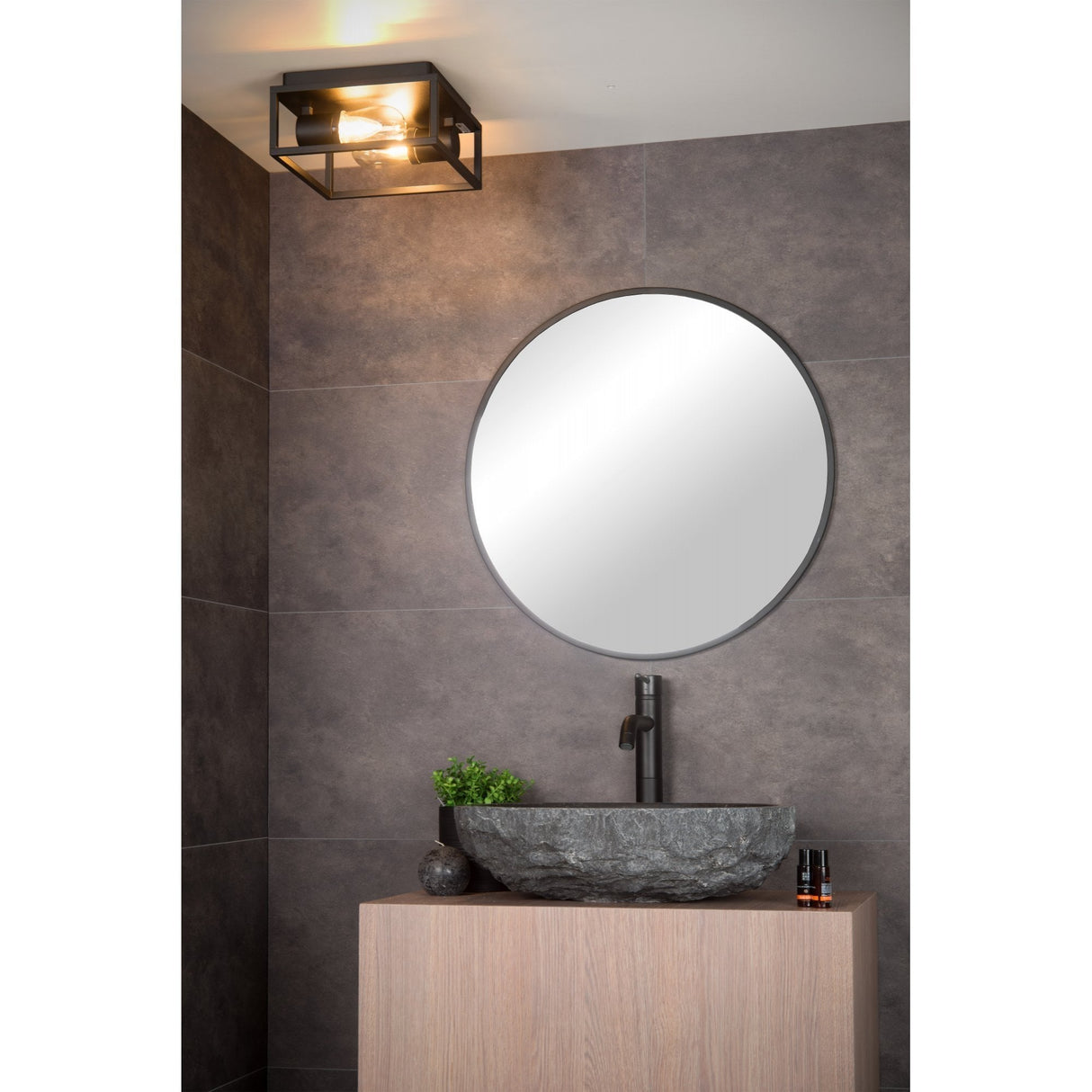 Lucide CARLYN - Modern Black Ceiling Light for Bathroom - 2xE14 - IP54