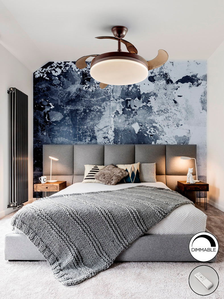 Elegant Chocolate Whisper Ceiling Fan with Dimmable Light