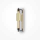Sleek Chrome Vertical Wall Lamp with Cognac Glass Shade