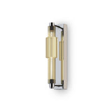 Sleek Chrome Vertical Wall Lamp with Cognac Glass Shade
