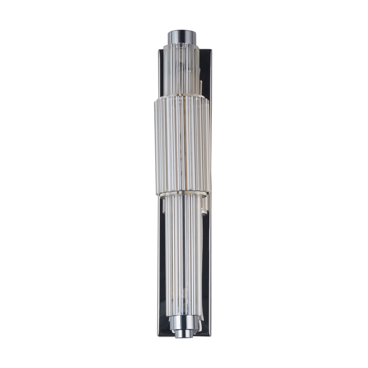 Sleek Chrome Vertical Wall Lamp with Cognac Glass Shade