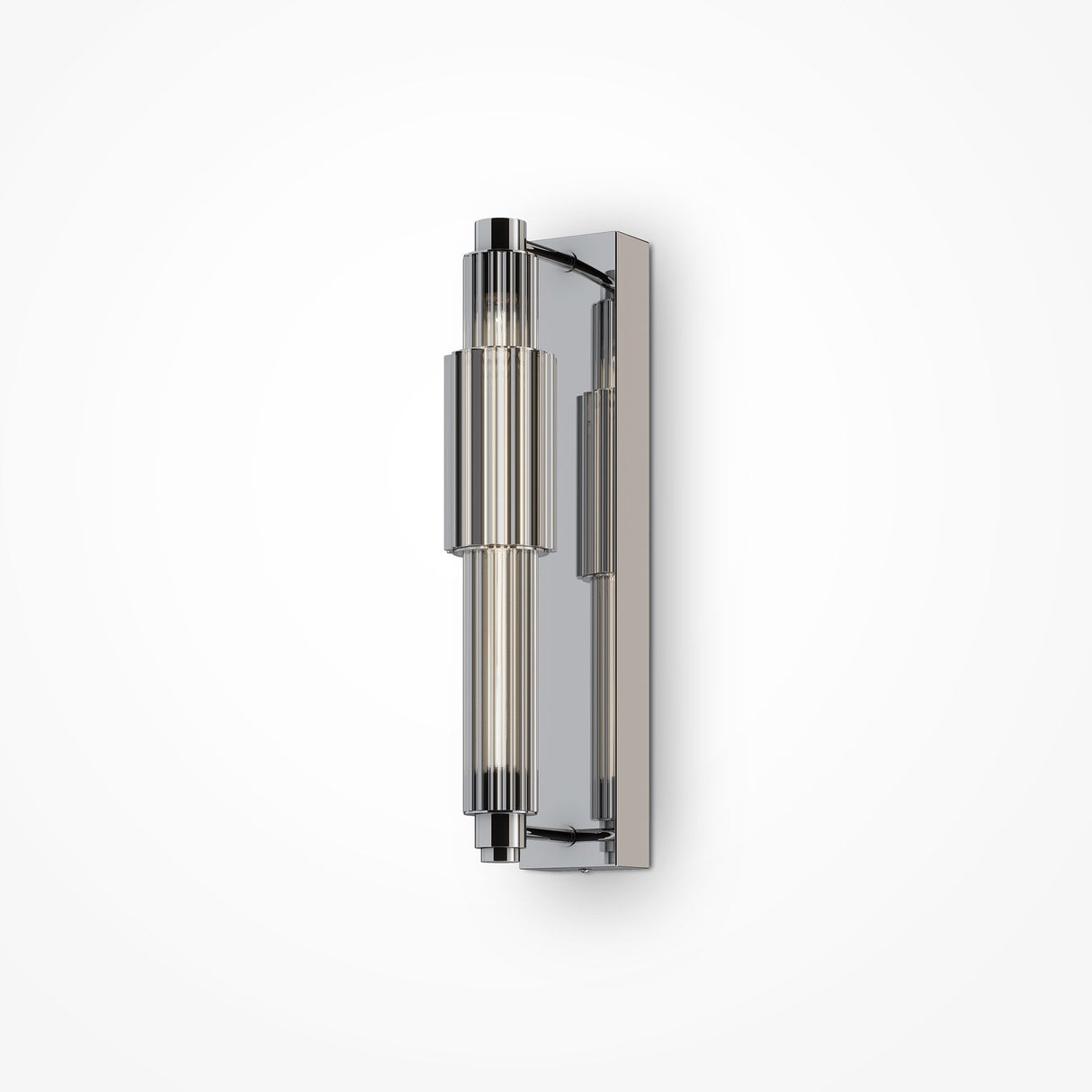 Sleek Chrome Vertical Wall Sconce with Ribbed Glass Design