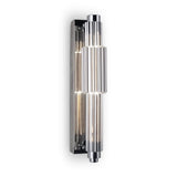 Sleek Chrome Vertical Wall Sconce with Ribbed Glass Design