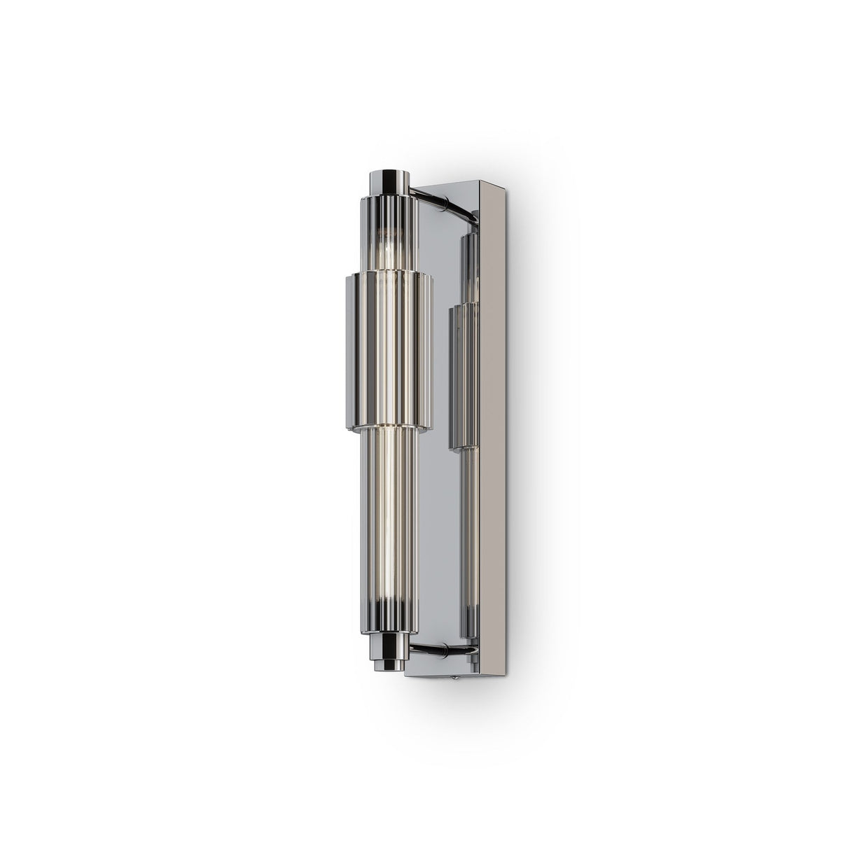 Sleek Chrome Vertical Wall Sconce with Ribbed Glass Design