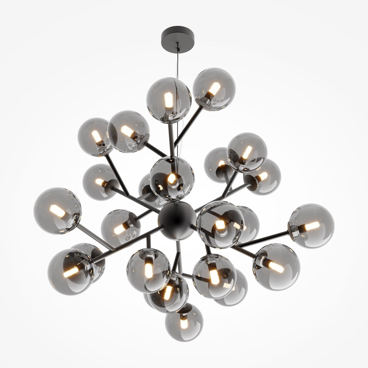 Sleek Smoky Glass Sphere Pendant Lamp - Black