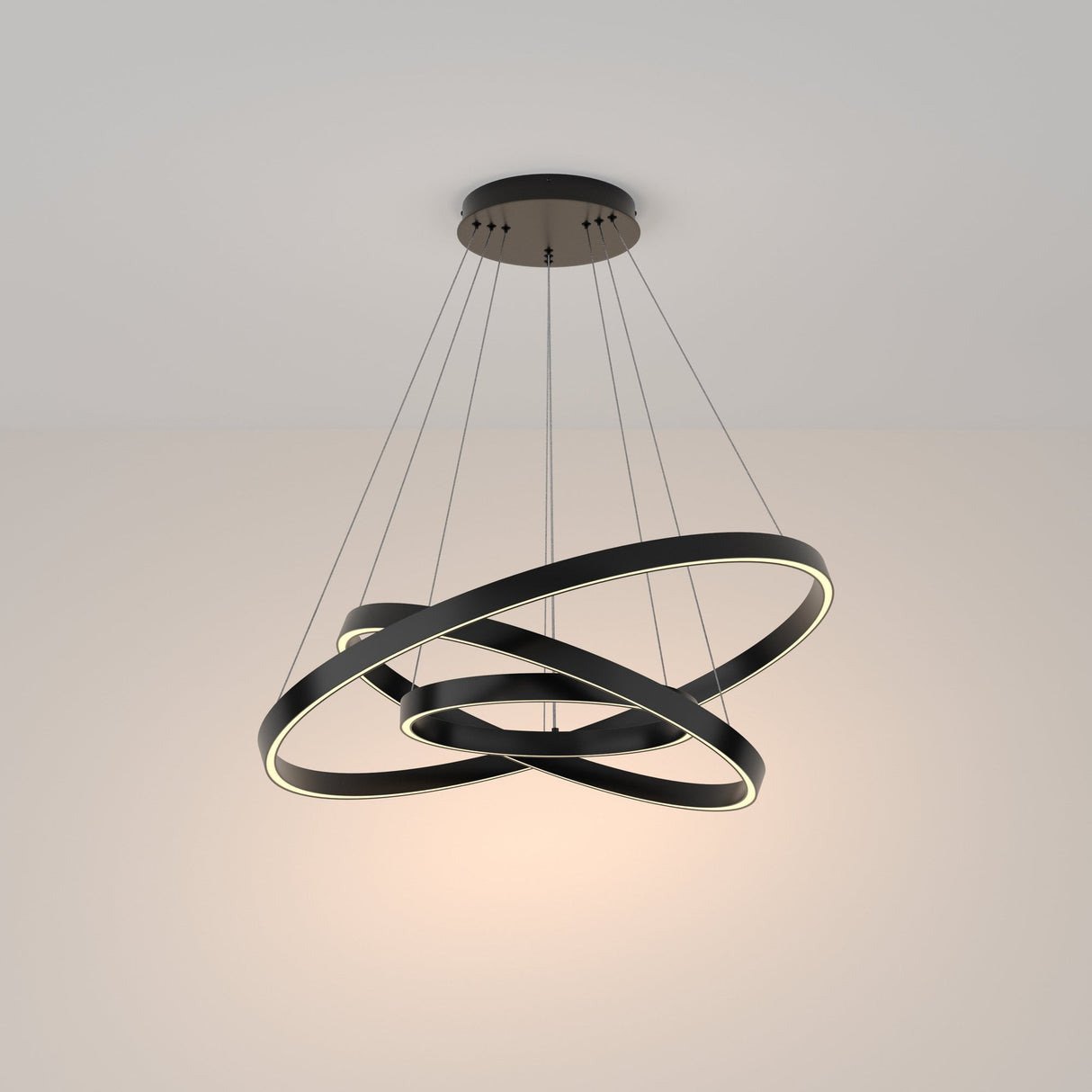 Sleek Black Modern Pendant Light - Contemporary Rim Design
