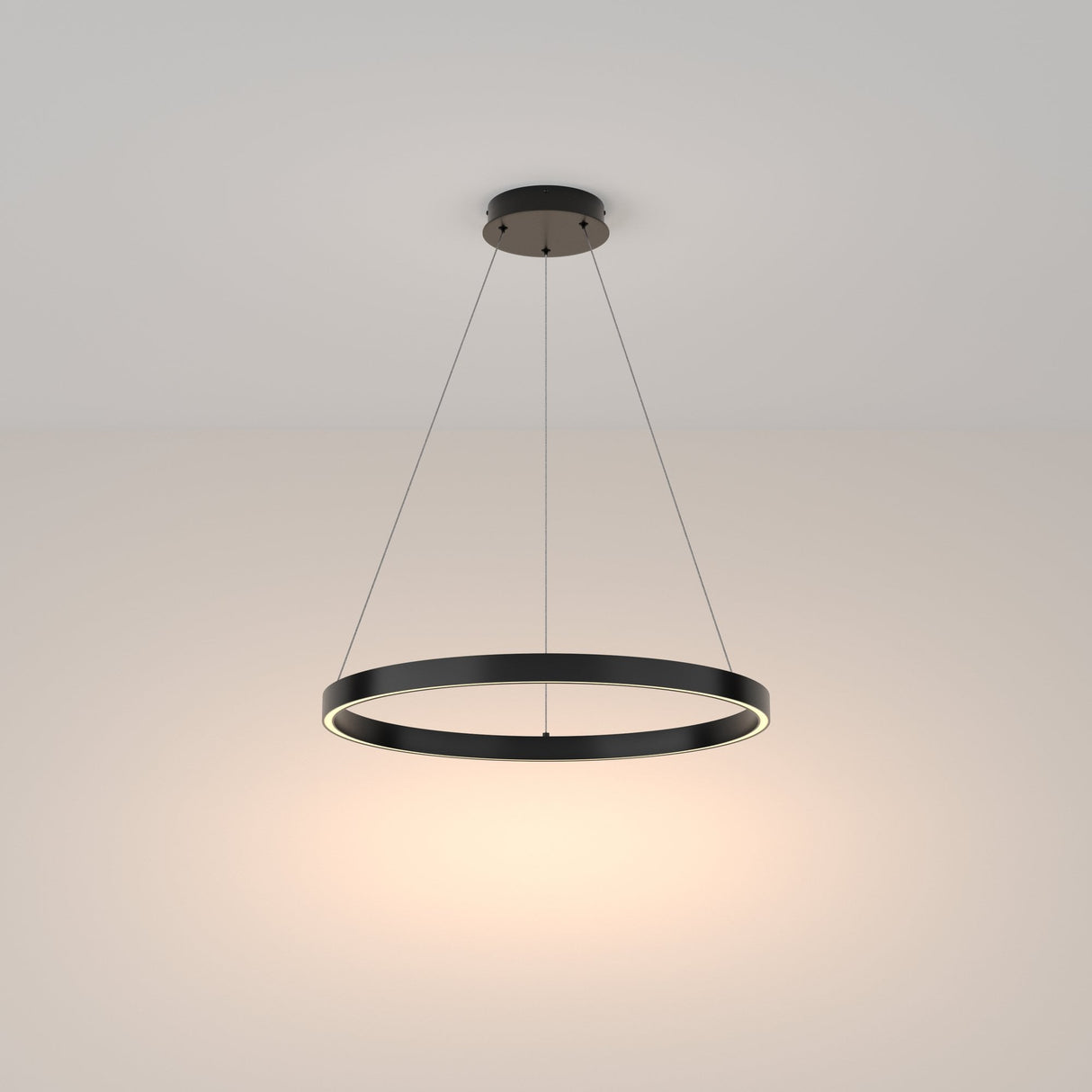 Sleek Black Modern Rim Pendant Light