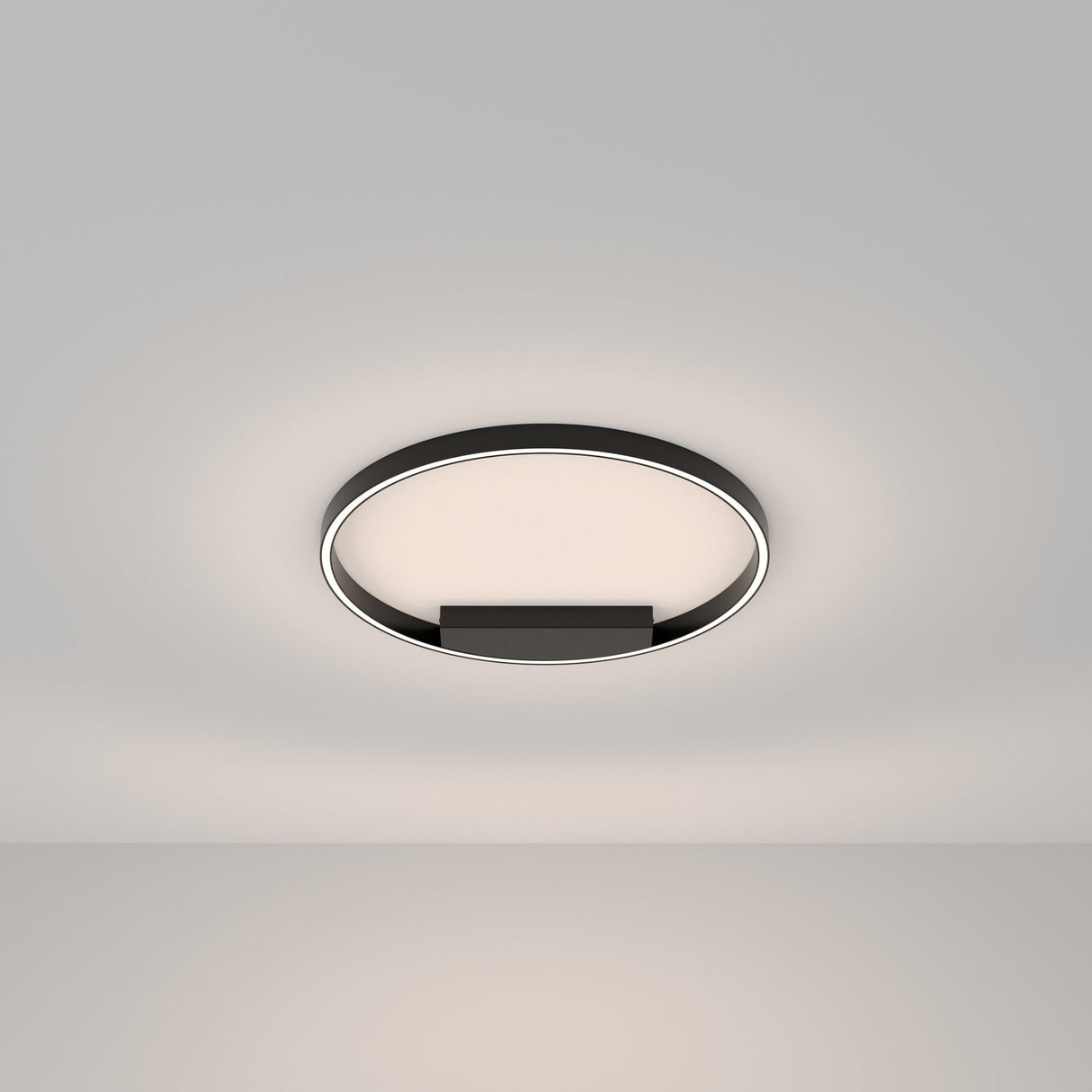 Sleek Black Circular LED Ceiling Lamp - Modern Rim Design