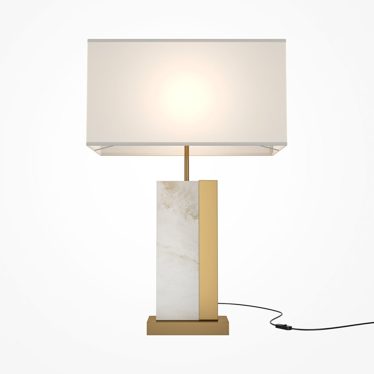 Bianco Modern Brass Table Lamp with Alabaster Accents - Maytoni Collection