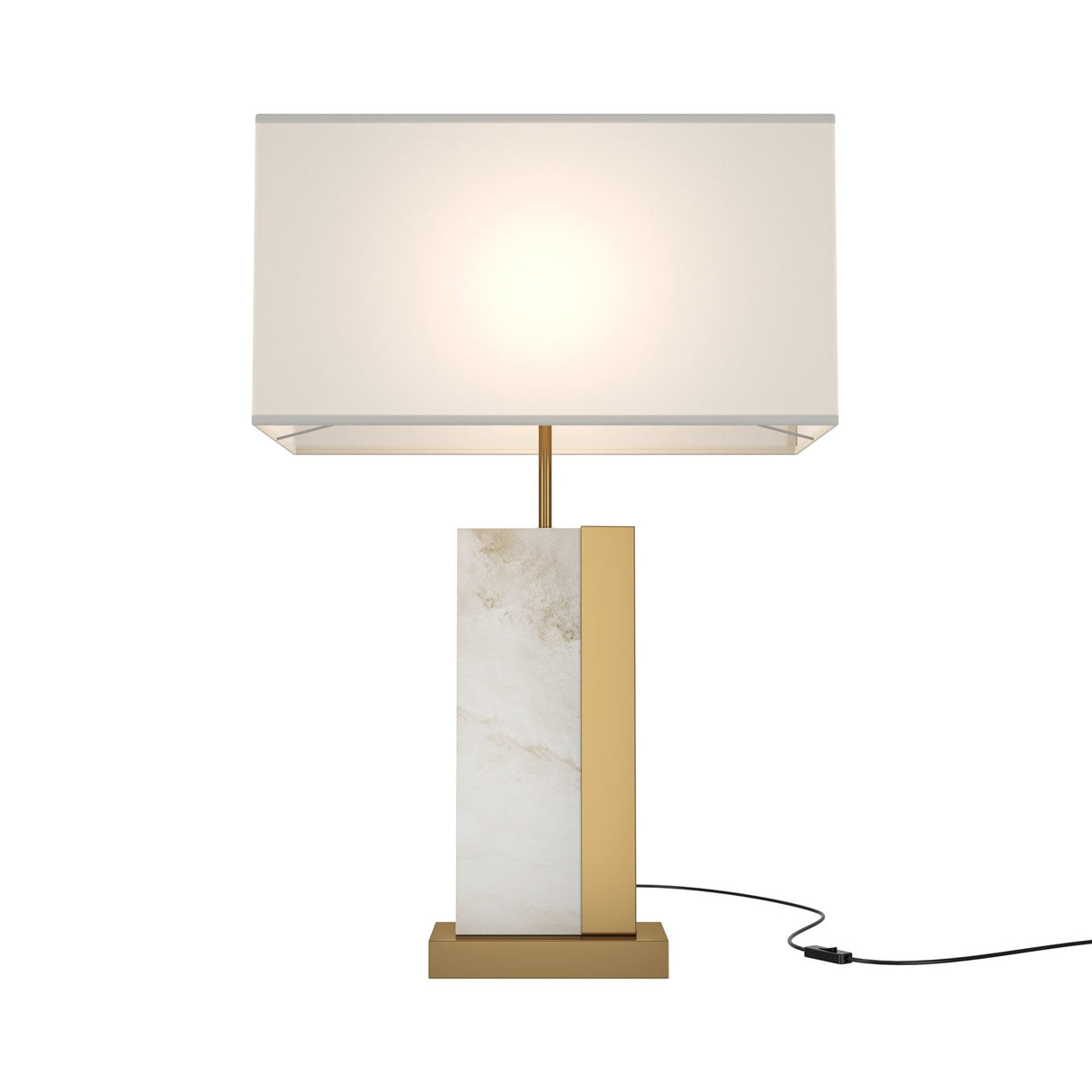 Bianco Modern Brass Table Lamp with Alabaster Accents - Maytoni Collection