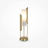 Elegant Gold Asymmetric Table Lamp with White Glass Shade