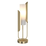 Elegant Gold Asymmetric Table Lamp with White Glass Shade