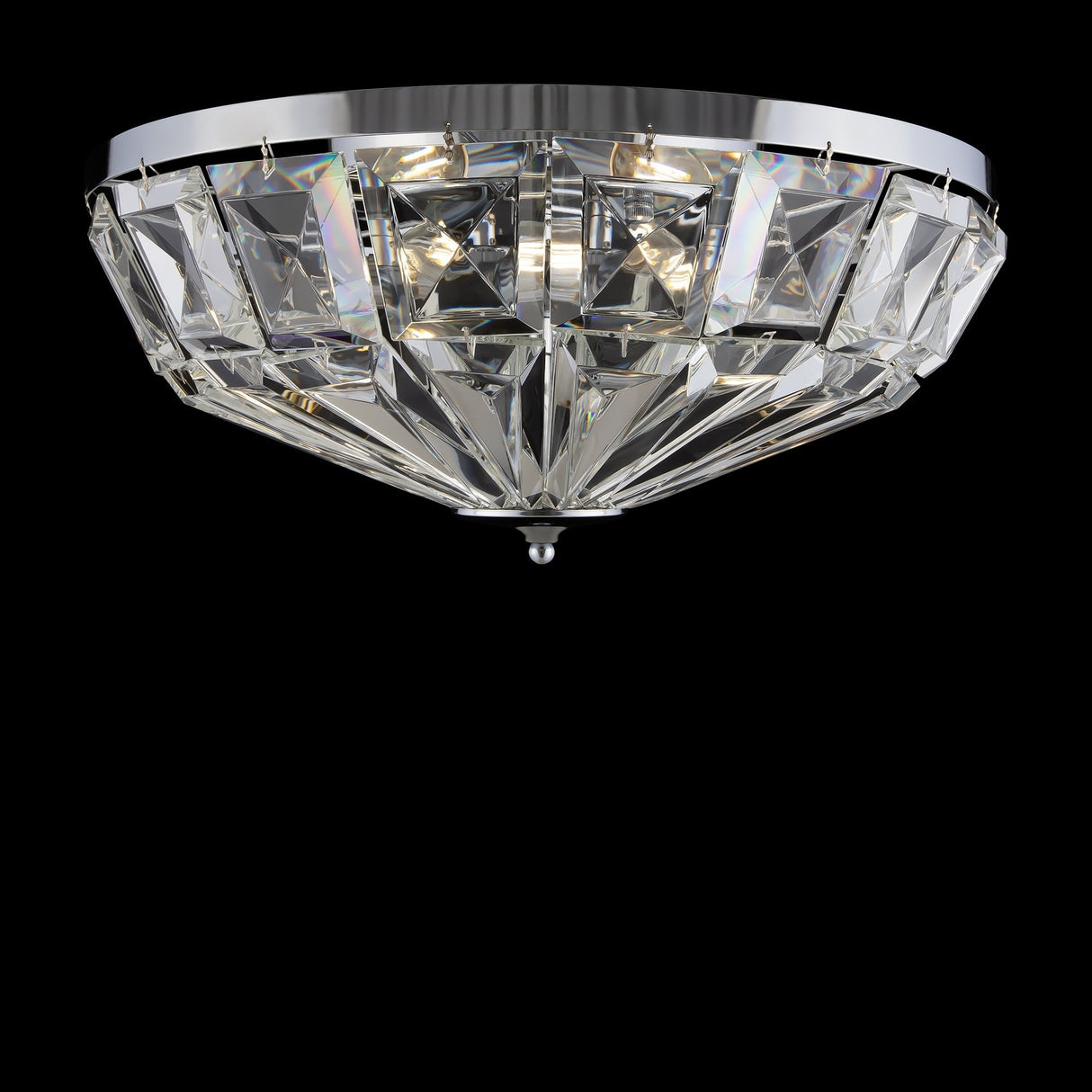 Neoclassical Chrome Facet Ceiling Light Fixture