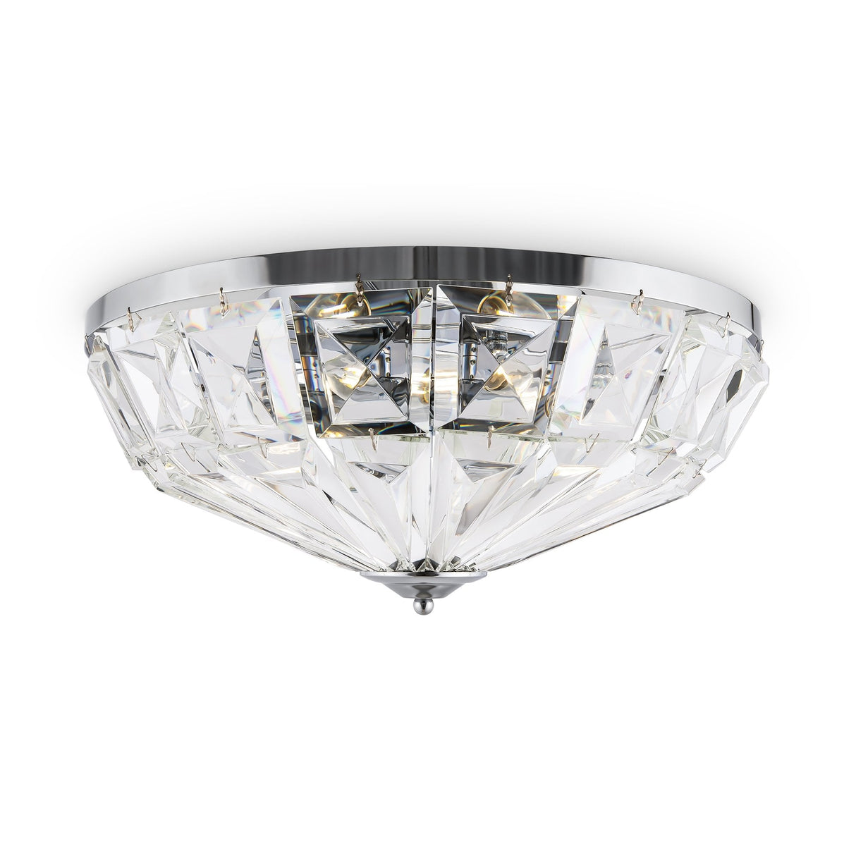 Neoclassical Chrome Facet Ceiling Light Fixture