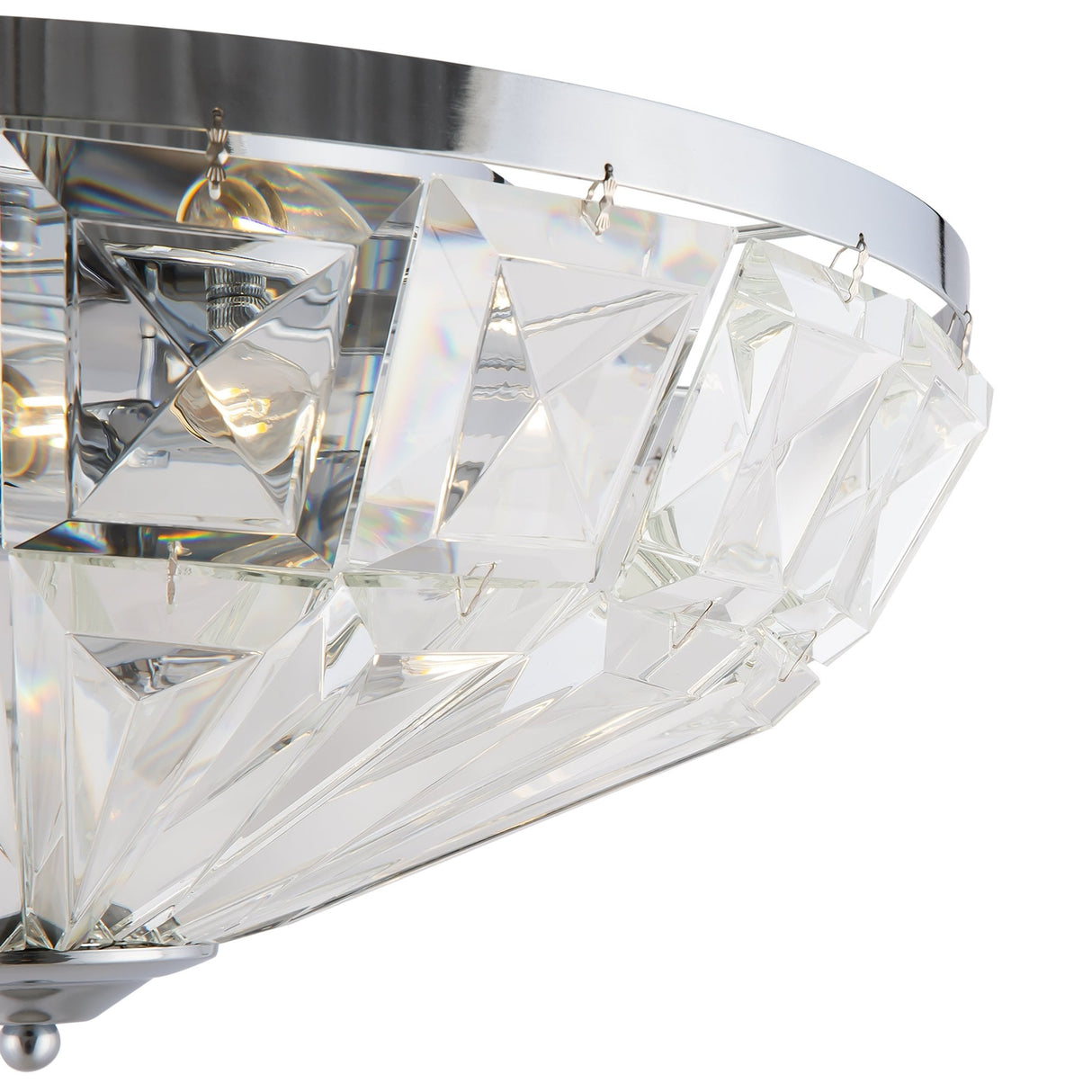 Neoclassical Chrome Facet Ceiling Light Fixture