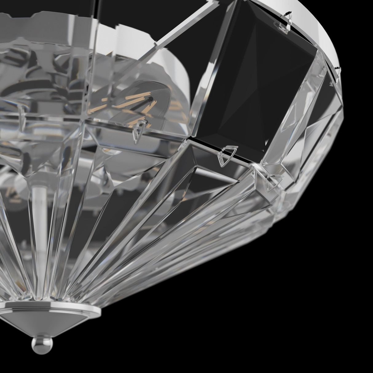 Neoclassical Chrome Facet Ceiling Light Fixture