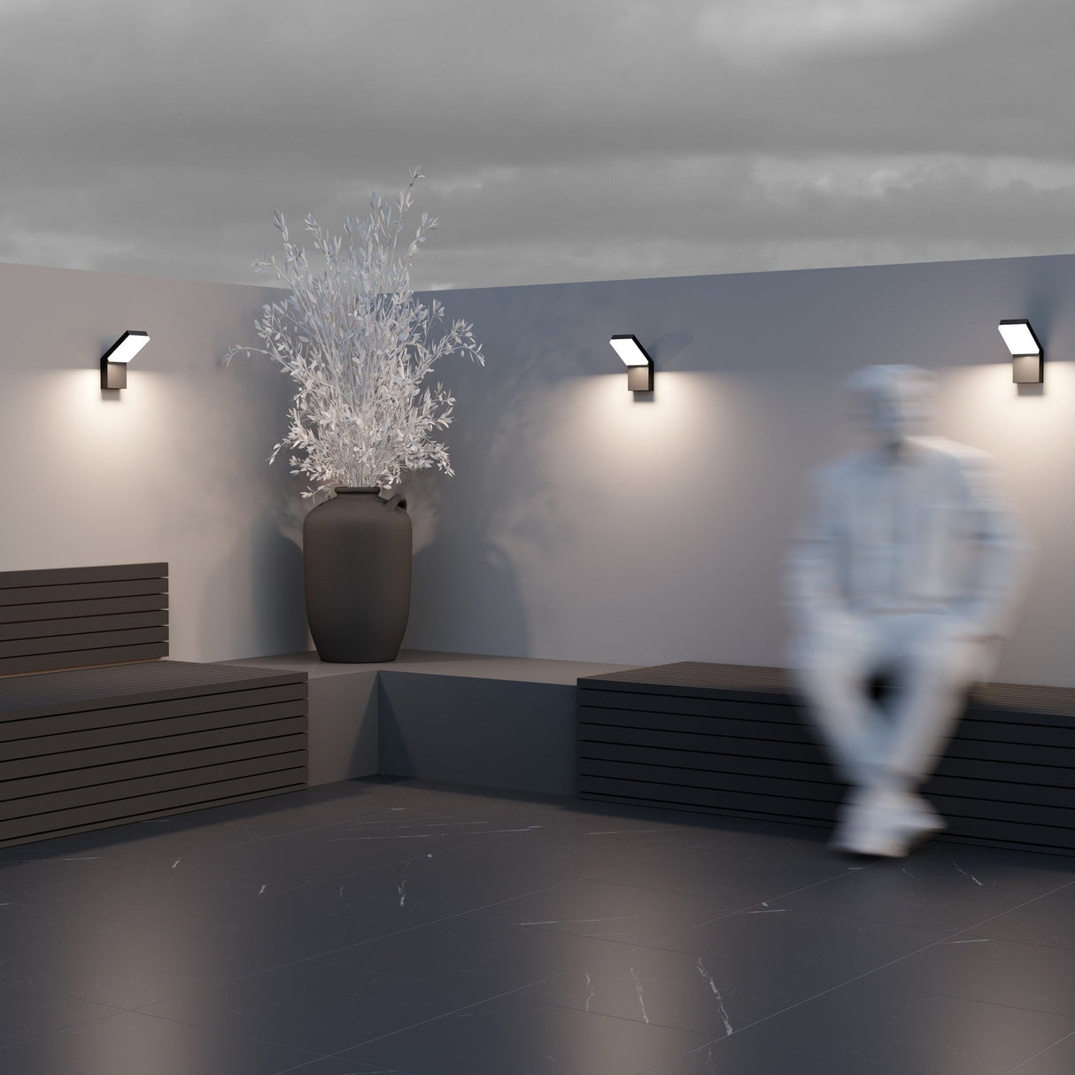 Black Aluminum Outdoor Wall Lamp - Paso Series by Maytoni