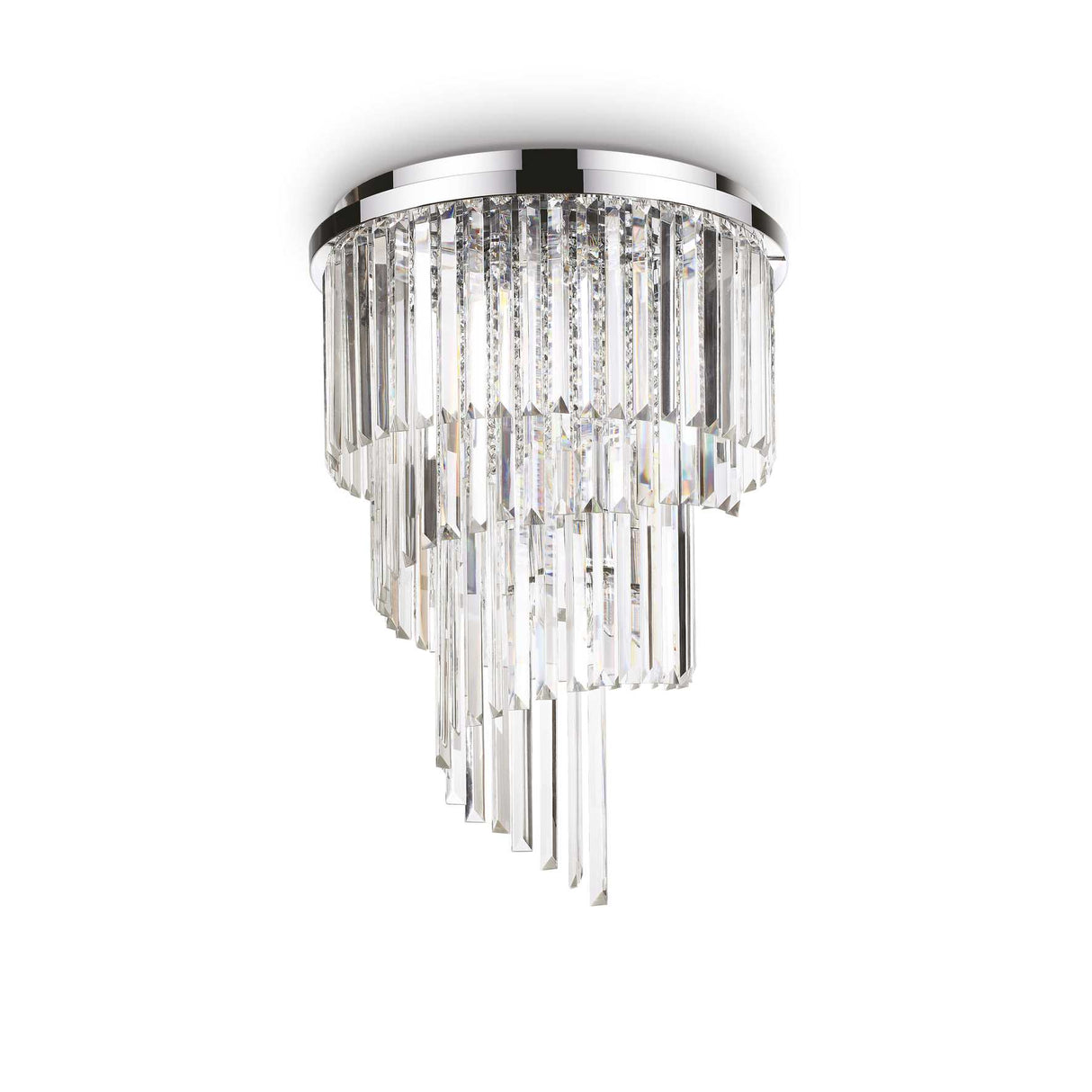Elegance Glow: 12-Light Chrome Flush Ceiling Fixture
