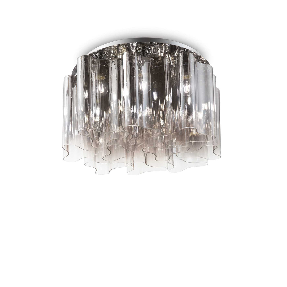 Smoked Glass 10-Bulb Flush Mount Light Fixture