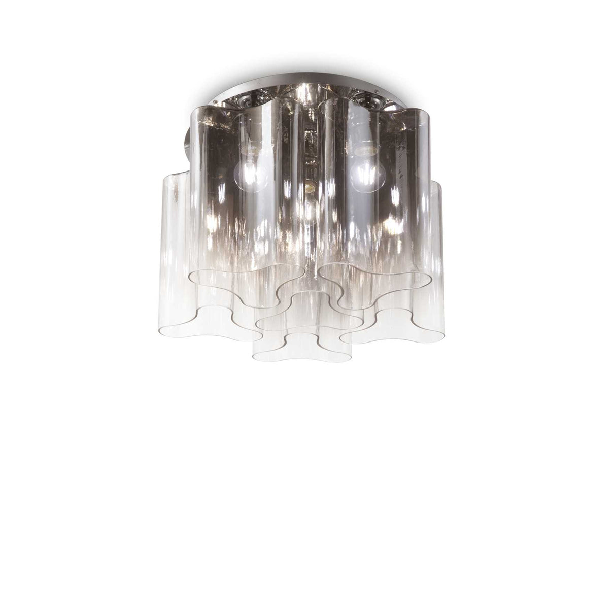 Smoky Elegance: 6-Bulb Flush Ceiling Light Fixture