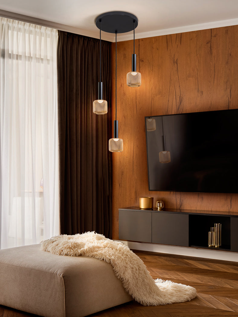 Tri-Light Elegance: Black and Gold Sincro Lamp