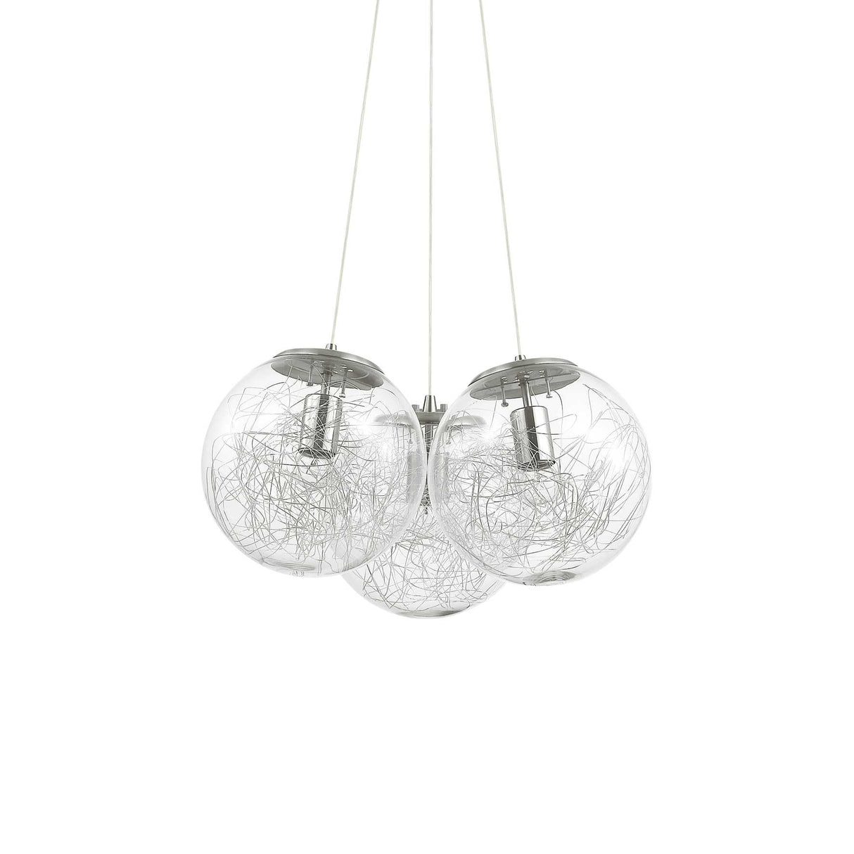 Triple Orb Nickel Pendant Light Fixture