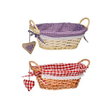 Purple Gingham Lining Oval Willow Basket