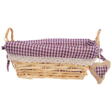 Purple Gingham Lining Rectangle Willow Basket
