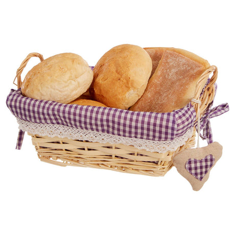 Purple Gingham Lining Rectangle Willow Basket