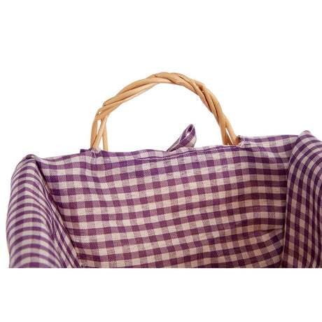 Purple Gingham Lining Rectangle Willow Basket