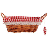 Red Lining Rectangle Small Willow Basket