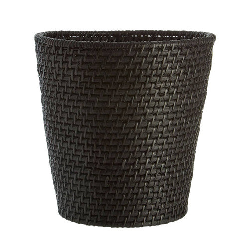 Lidi Black Rattan Waste Basket