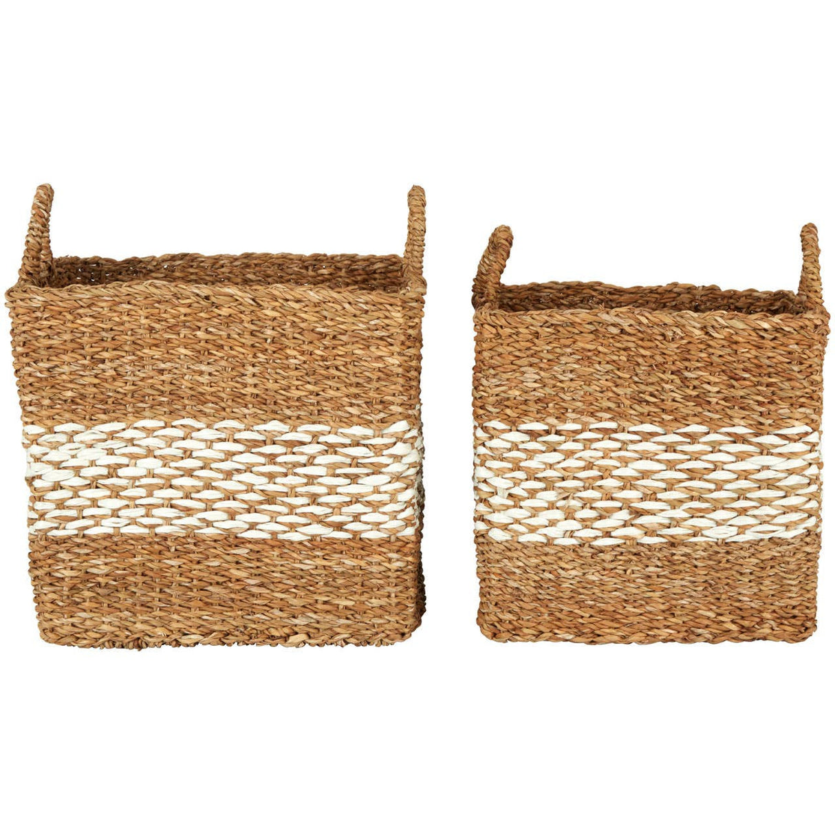 Lidi Set of 2 Natural and White Seagrass Baskets