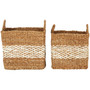 Lidi Set of 2 Natural and White Seagrass Baskets