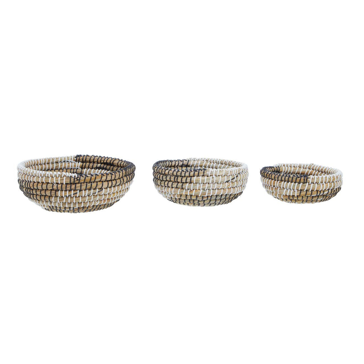 Set Of 3 Baskets With Black And White Detail
