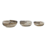 Set Of 3 Baskets With Black And White Detail