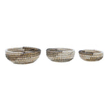 Set Of 3 Baskets With Black And White Detail