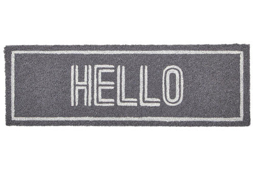 Filta Hello Grey And White Rectangular Coir Doormat