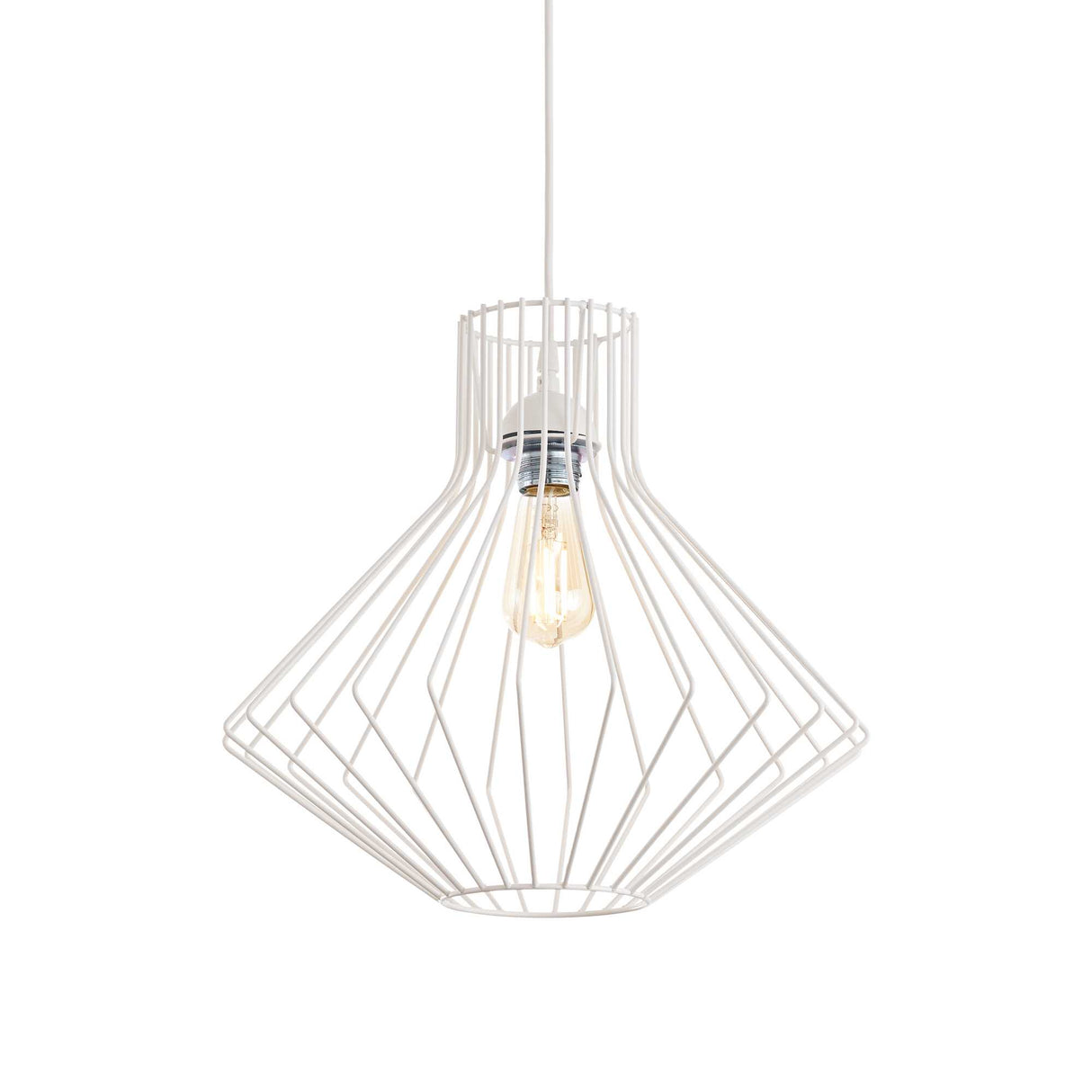 White Elegance: Single Bulb Pendant Light Ampolla-4