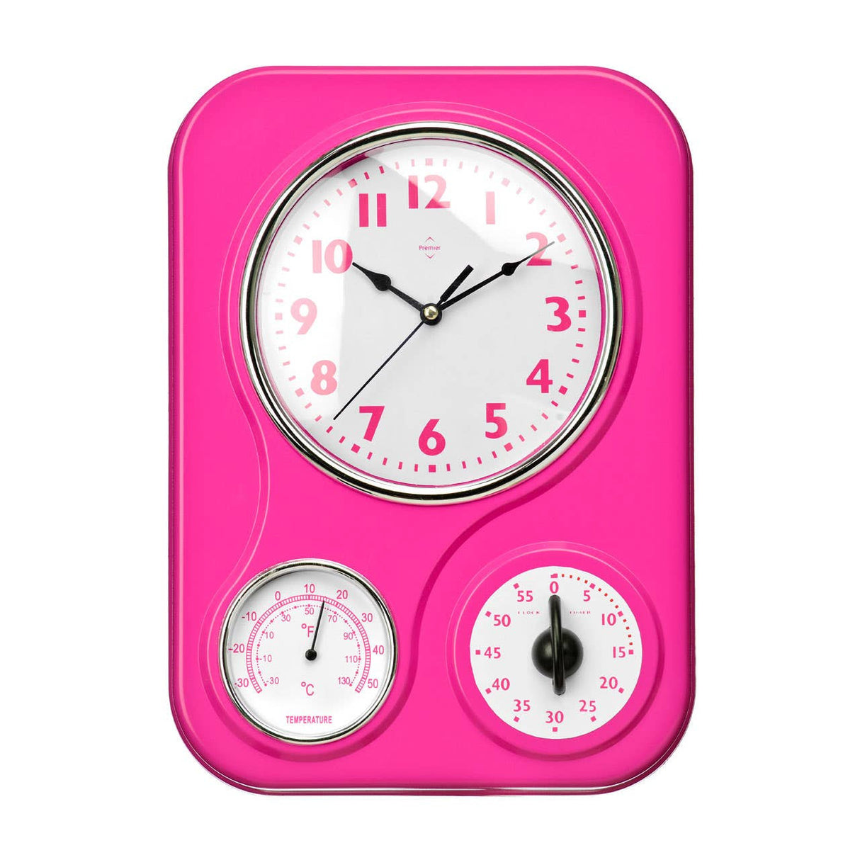 Bellac Hot Pink Timer And Temperature Display Wall Clock