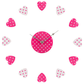 Pink And White Heart Plastic Diy Wall Clock
