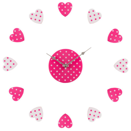 Pink And White Heart Plastic Diy Wall Clock