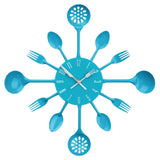 Blue Cutlery Metal Wall Clock