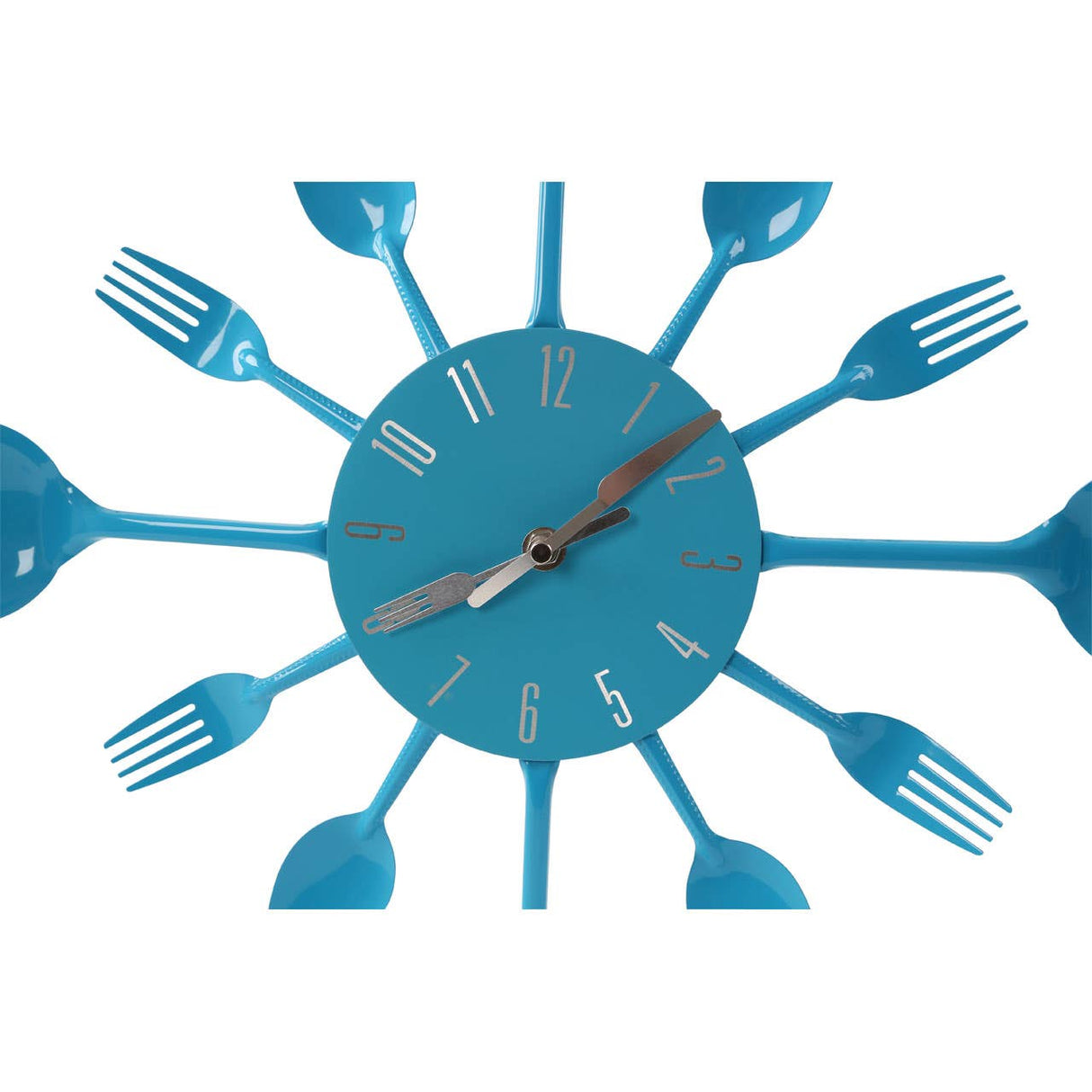 Blue Cutlery Metal Wall Clock