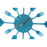 Blue Cutlery Metal Wall Clock